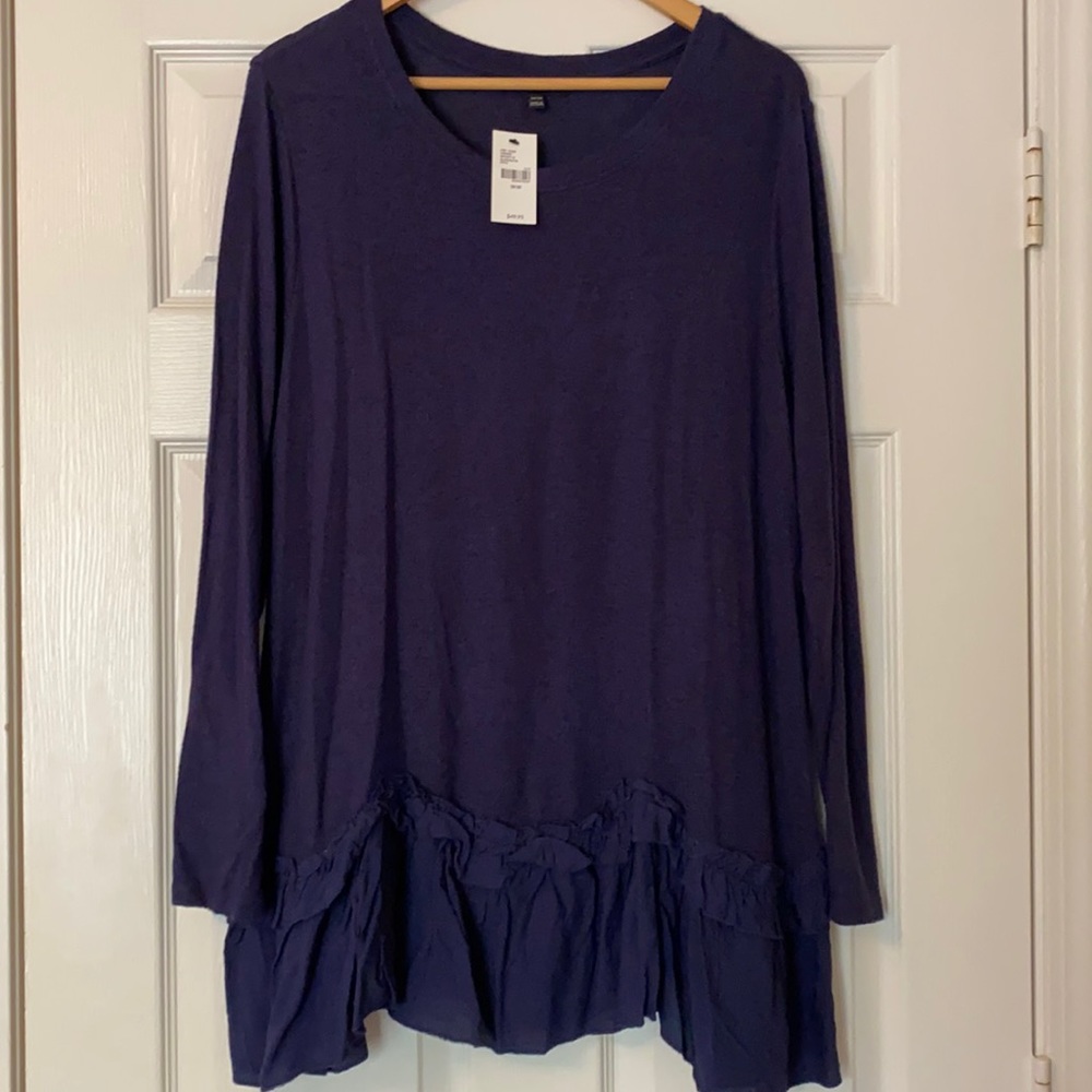 NWT Lane Bryant Navy Light Sweater with ruffles